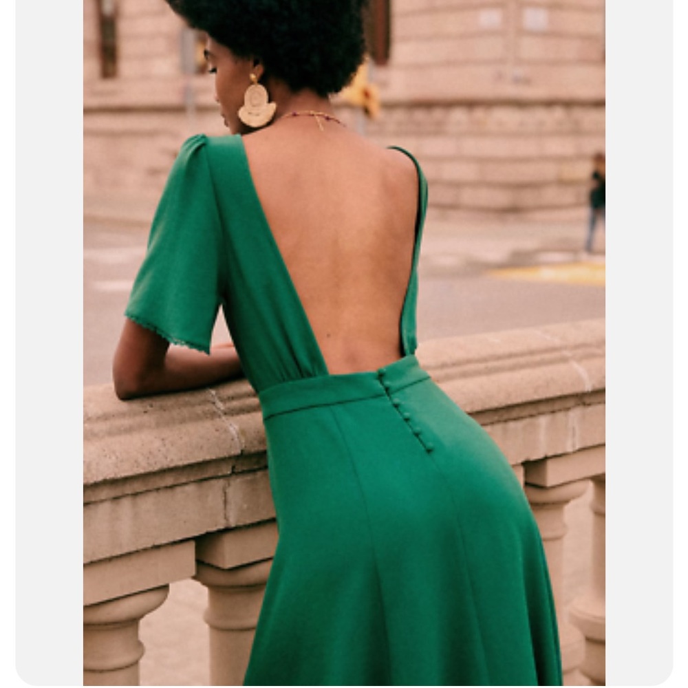Sezane Lady Dress in Emerald Green
